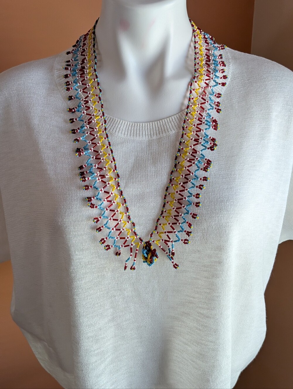 Handcrafted Multicolor Beaded V-Neck Necklace